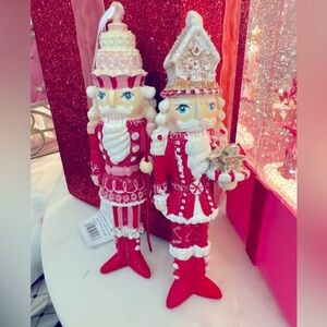 Set of 2 Candy Blushing Nutcracker Ornaments Pink/Red New RAZ Pinkmas